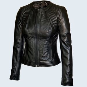 Vintage Lambskin Black Leather Moda International Jacket